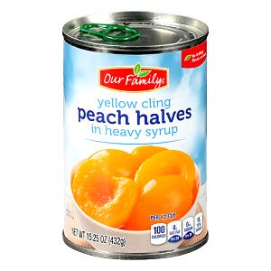 1 Serving Yellow Cling Peach Halves In Heavy Syrup