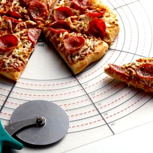 1 slice = 1/8 pizza (106 g) Cheese & Pepperoni Pizza (Medium, Round)