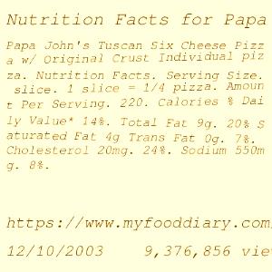 1 slice 14" Original Crust Pizza - Tuscan Six Cheese