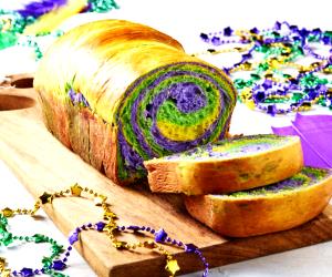1 Slice Festive Mardi Gras Brioche
