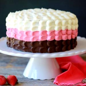 1 Slice Strawberry Stripe 3 Layer Cake