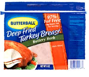 1 Slice Turkey Lunchmeat, Thick Sliced, Buttery Herb Deep Fried