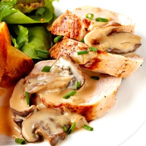 1 Slice Turkey With Sauce Chicken or Turkey with (Mushroom) Soup (Mixture)