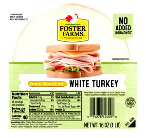 1 Slice White Turkey Lunchmeat, Oven Roasted