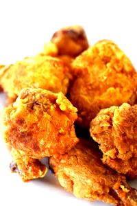 1 Small Piece (yield After Cooking, Bone Removed) Baked or Fried Coated Chicken Skinless