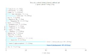 1 Spear (about 5" Long) Broccoli (Without Salt, Drained, Cooked, Boiled)