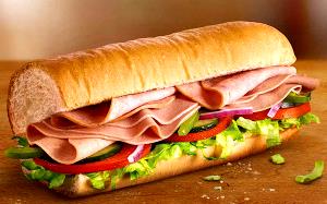 1 Subway Sub (6" Long) Cold Cut Sandwich Submarine with Lettuce and Tomato