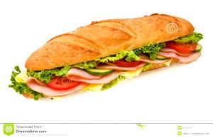 1 Subway Sub (6" Long) Steak and Cheese Submarine Sandwich with Lettuce and Tomato