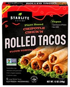 1 taco (58 g) Crispy Rolled Soy Tacos - Chipotle Chicken Style