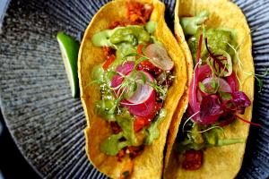 1 taco Crispy Corn Taco Shell The Funk Meister Taco - No Meat