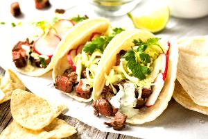 1 taco Crispy Corn Taco Shell The Funk Meister Taco - Steak