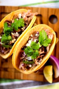 1 taco Green Chile Pork on Corn