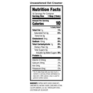 1 tbsp (15 ml) Unsweetened Oatmilk Creamer