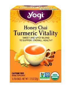 1 tea bag (8 oz) Honey Chai Turmeric Vitality