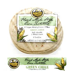 1 tortilla (41 g) Hand Made Style Green Chile Corn Tortillas