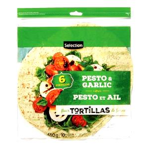 1 tortilla (45 g) 98% Fat Free Pesto & Garlic Gourmet Tortillas