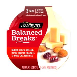 1 tray (43 g) Balanced Breaks Gouda Natural Cheese, Honey Roasted Peanuts & Dried Cranberries