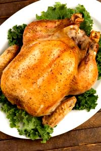 1 Unit (yield From 1 Lb Ready-to Cook Capon) Chicken Meat and Skin (Capons, Roasted, Cooked)