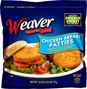 1 Weaver Rondelet Breaded Chicken Patty, Fillet or Tenders