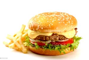 100 G Cheeseburger with Mayonnaise or Salad Dressing and Tomatoes on Bun