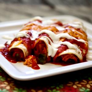 100 G Enchilada with Chicken, Beans and Cheese in Tomato- Based Sauce