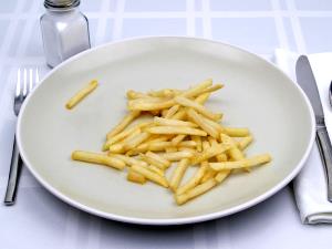 100 G French Fried Potatoes (Crinkle or Regular Cut, Salt Added, Frozen, Oven-Heated)