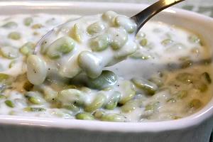 100 G Immature Lima Beans Creamed or with Cheese Sauce