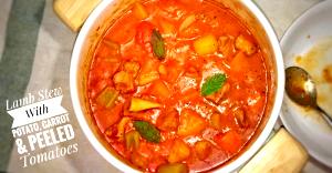 100 G Lamb or Mutton Stew with Potatoes and Vegetables in Tomato-Based Sauce (Including Carrots, Broccoli, and/or Dark-Green Leafy)