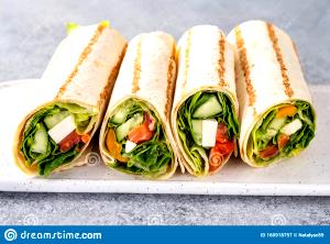 100 G Meat, Poultry or Fish, Vegetables and Rice Wrap Sandwich