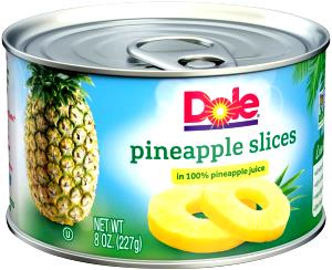 100 G Pineapple (Solids and Liquids, Water Pack, Canned)