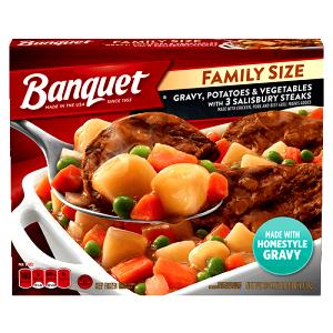100 G Salisbury Steak with Gravy, Potatoes and Vegetable (Frozen Meal)