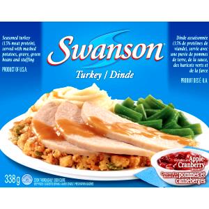 100 G Turkey with Gravy, Dressing, Potatoes and Vegetable (Frozen Meal)