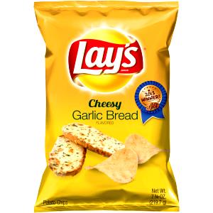12 chips (1 oz) Cheesy Garlic Bread Potato Chips