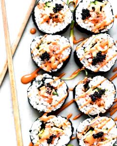 12 Pieces Sushi Spicy Roll, Salmon