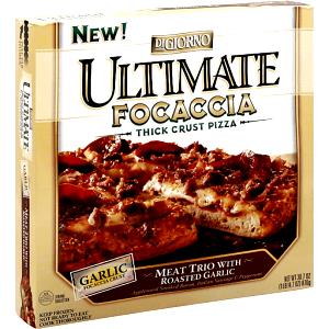 145 Grams Pizza, Garlic Focaccia Crust, Ultimate Meat Trio With Roasted Garlic