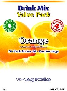 17 Grams Powdered Soft Drink Mix, Orange, Sugar-Sweetened