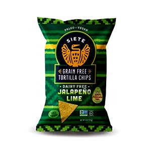 18 chips (28 g) Grain Free Tortilla Chips Jalapeño Lime
