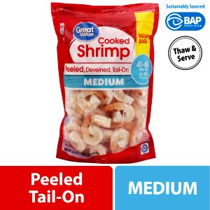 18 shrimp (3 oz) Medium Cooked Shrimp Tail-off
