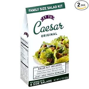 2 1/2 cups romaine, 2 tbsp dressing, 1 tsp cheese and 10 croutons Caesar Complete Salad Kit