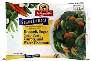 2/3 cup (85 g) Steam in Bag! Broccoli, Sugar Snap Peas, Carrots, & Water Chestnuts