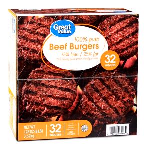 2 burgers 100% Pure Beef Mini Hamburger Patties