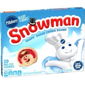2 Cookies Snow Man Shape Sugar Cookie, Rtb