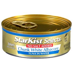 2 Oz Albacore Tuna In Water, Chunk White, Canned, Lower Sodium