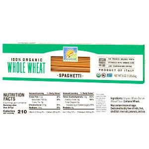 2 oz dry (57 g) Whole Wheat Whole Grain Spaghetti