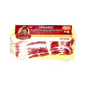 2 pan fried slices (17 g) Organic Dry Rubbed Uncured Pork Bacon