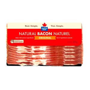 2 pan fried slices Maple Leaf Bacon