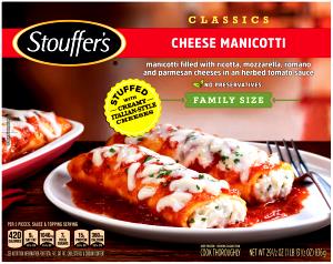 2 pieces (334 g) Cheese Manicotti