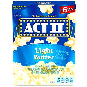 2 tbsp unpopped (5.5 cups popped) (31 g) Light Butter Microwave Popcorn