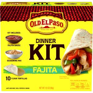 2 tortillas, 2 tsp seasoning mix, 1 tbsp sauce (71 g) Fajita Dinner Kit