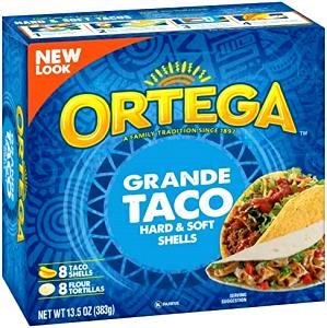 2 Tortillas Ortega Grande Taco Shells 16Ct